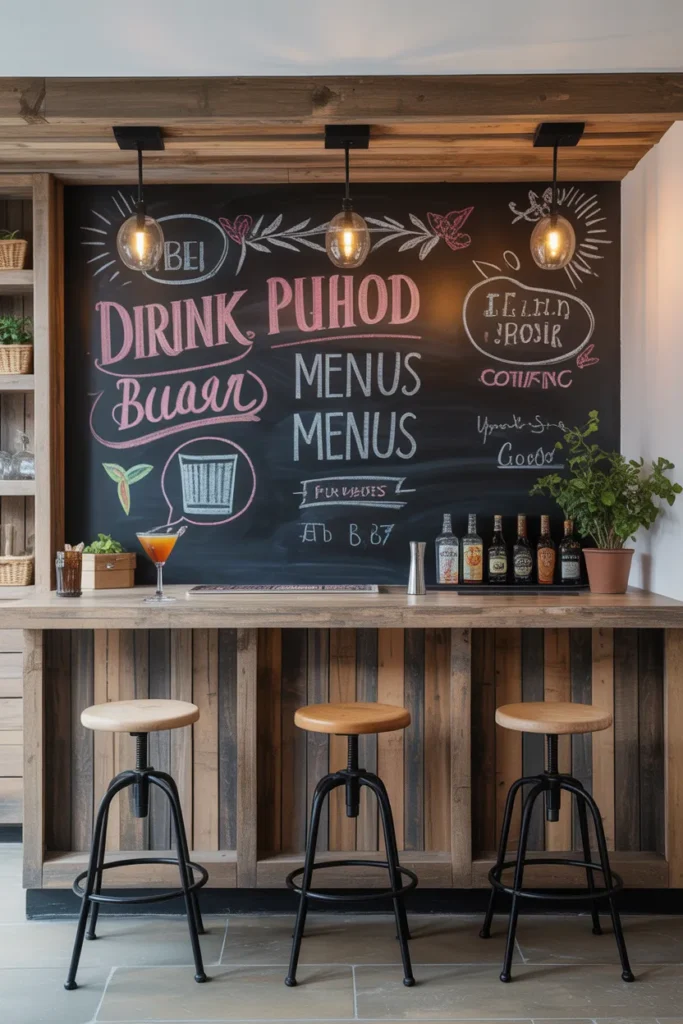 Basement Bar with Chalkboard Wall