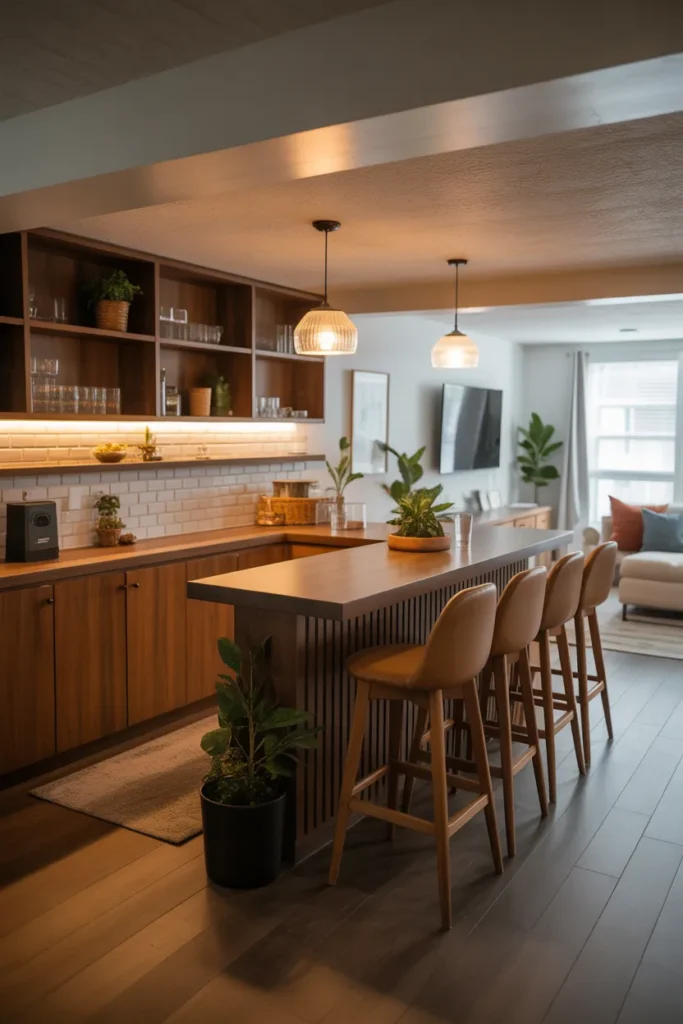 Basement Bar with Family-Friendly Style