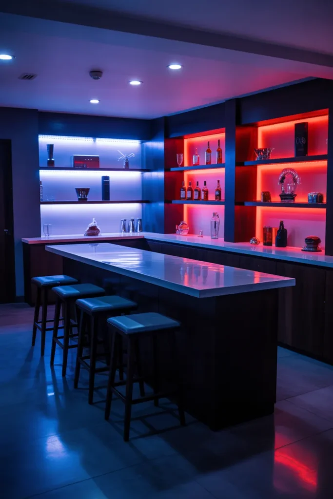 Basement Bar with LED Backlighting
