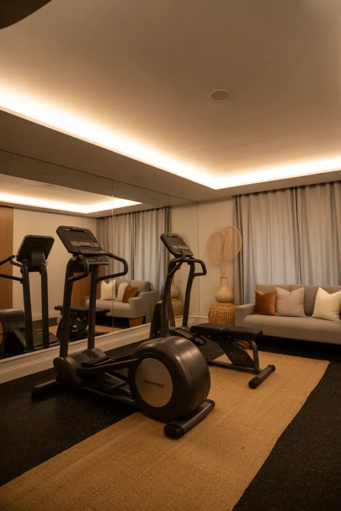 Basement Gym with Relaxing Touches
