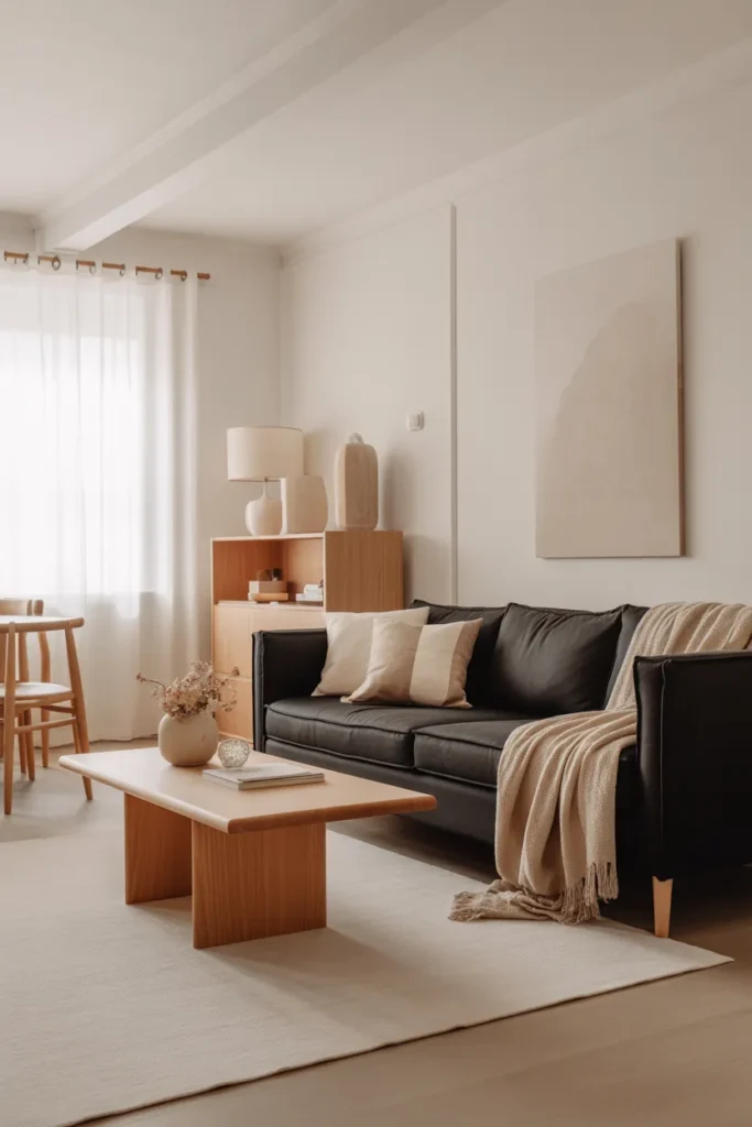  Black Sofa in a Scandinavian-Inspired Space