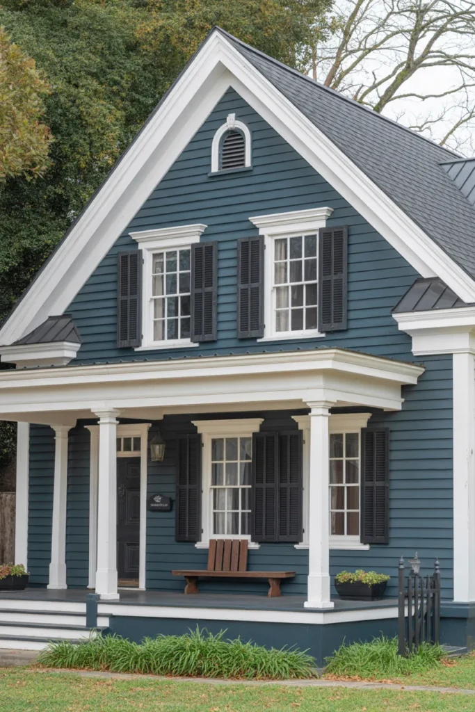 Blue Exterior with Black Shutters