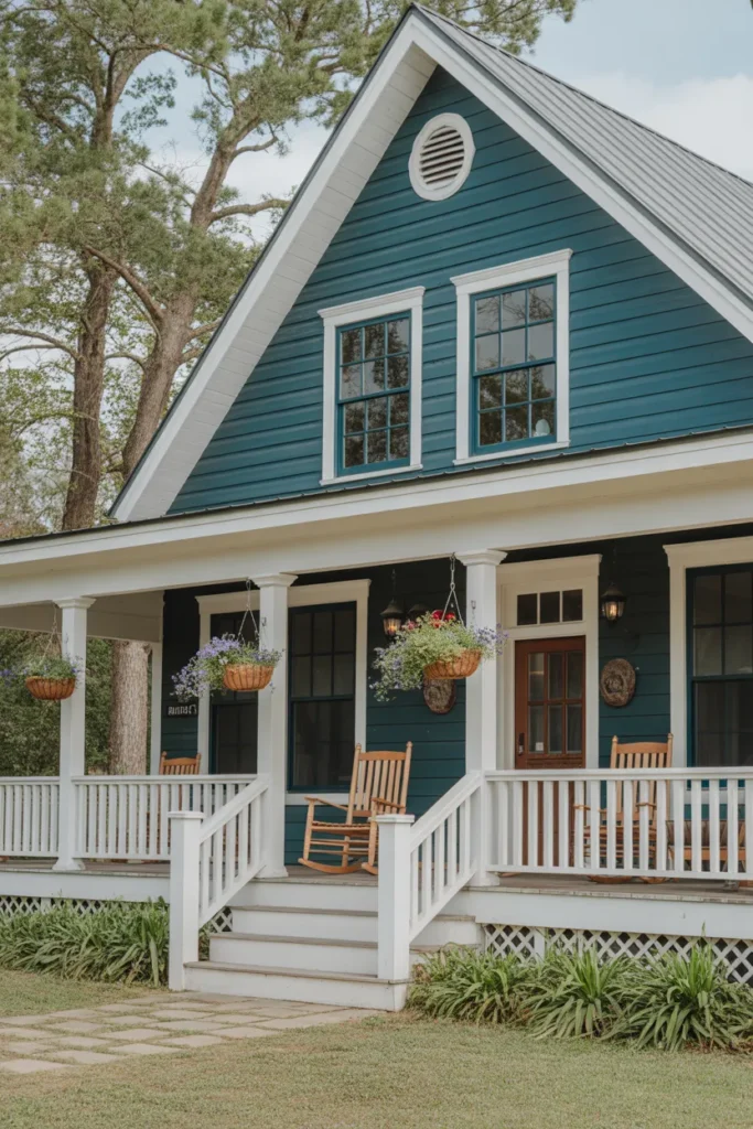 Blue Exterior with Wraparound Porch
