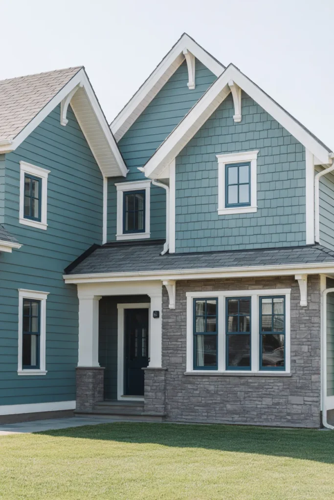 Blue-Gray with Stone Detailing