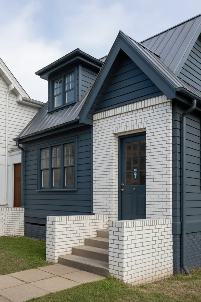 Blue with White Brick Accents