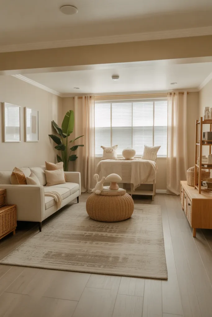 Bright Basement with Light Neutral Walls