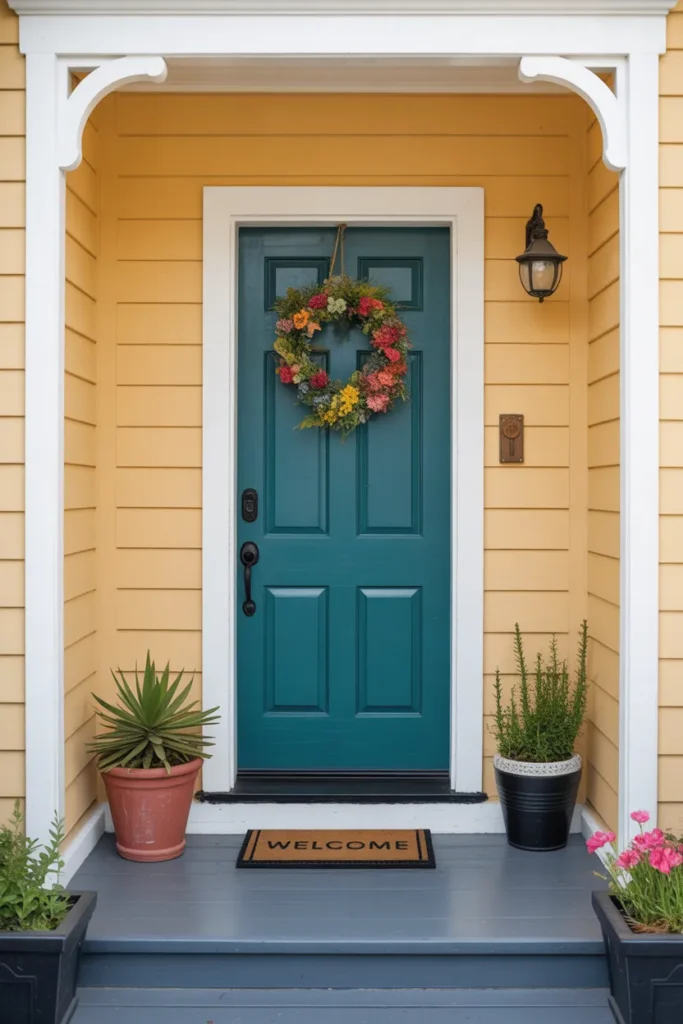 Bright Entrance with Painted Front Door