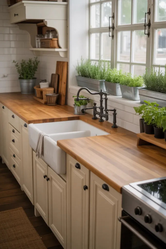 Butcher Block Countertops for Warmth