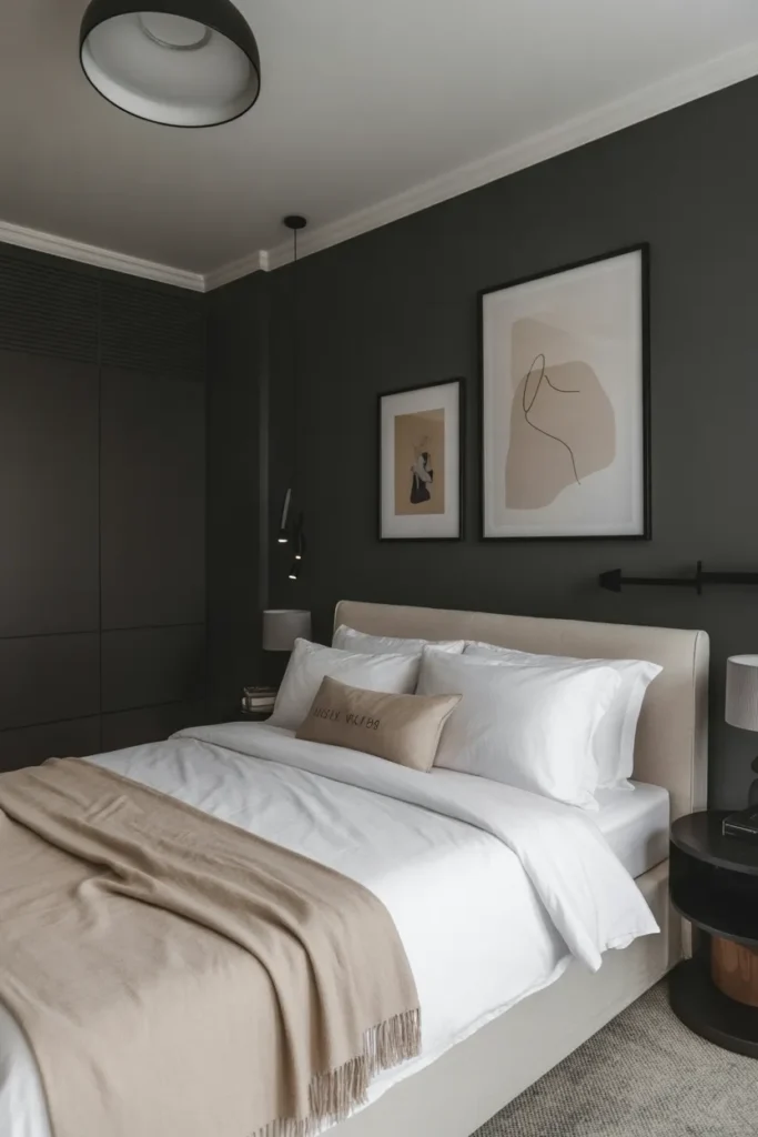 Charcoal Gray & White