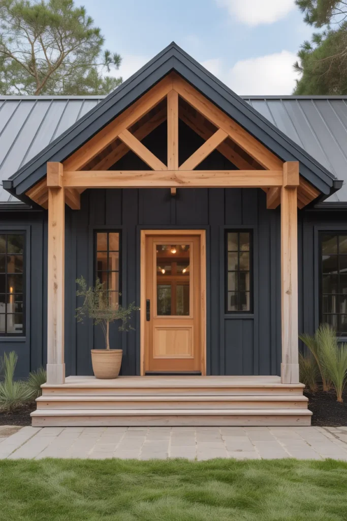 Charcoal Gray and Natural Wood