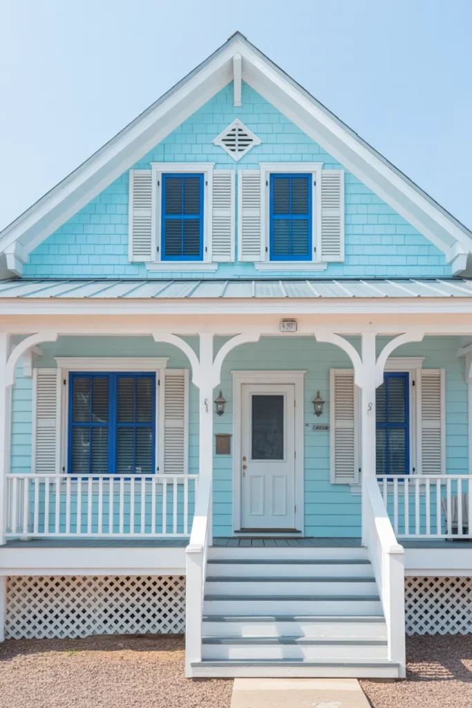Coastal Blue with White Shutters