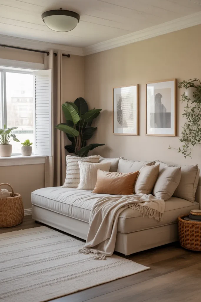 Cozy Basement with Daybed and Lounge Corner