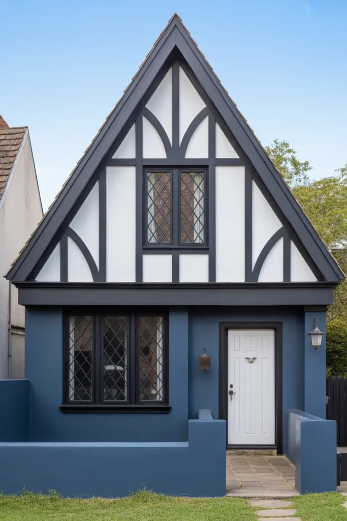 Dark Blue Tudor-Style Home