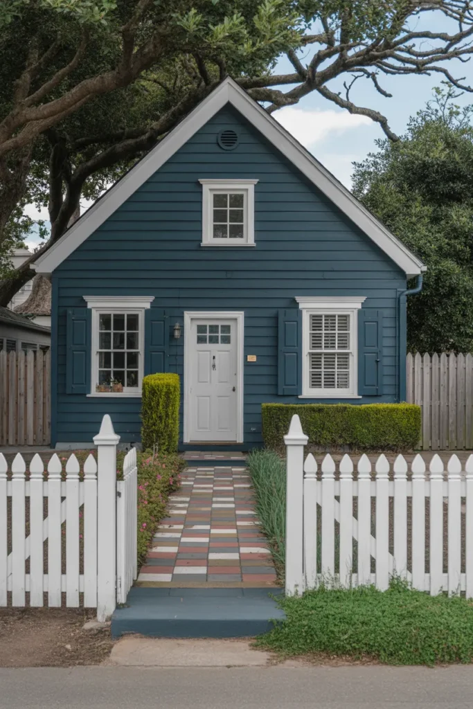 Dark Blue with White Picket Fence