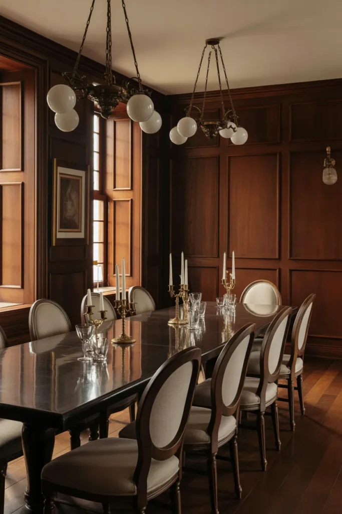 Dark Wood Paneling for Classic Elegance