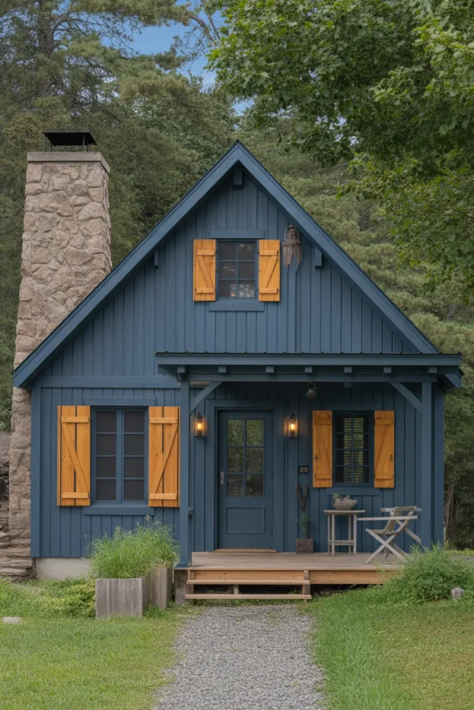 Deep Blue Cabin with Rustic Touches