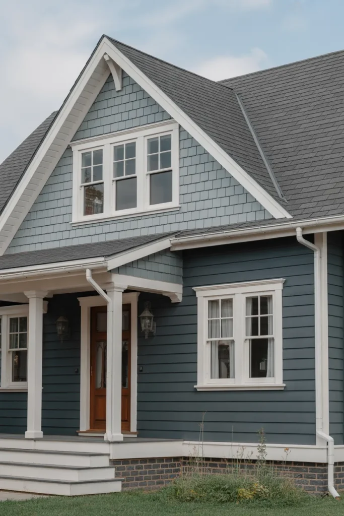 Deep Blue with Gray Roofing