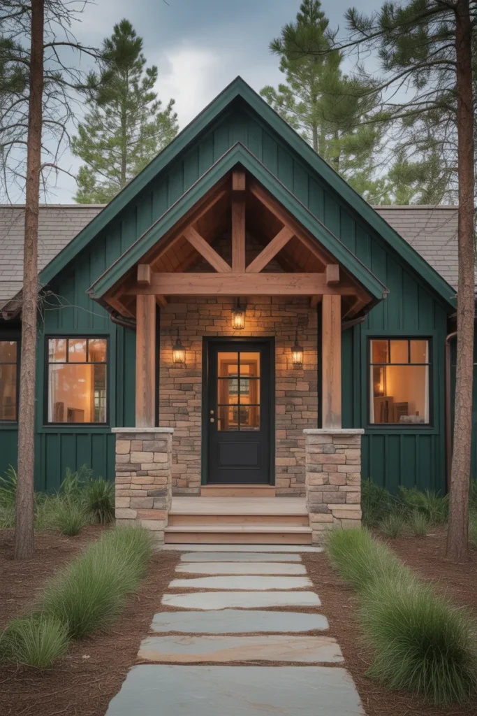 Deep Green with Natural Stone