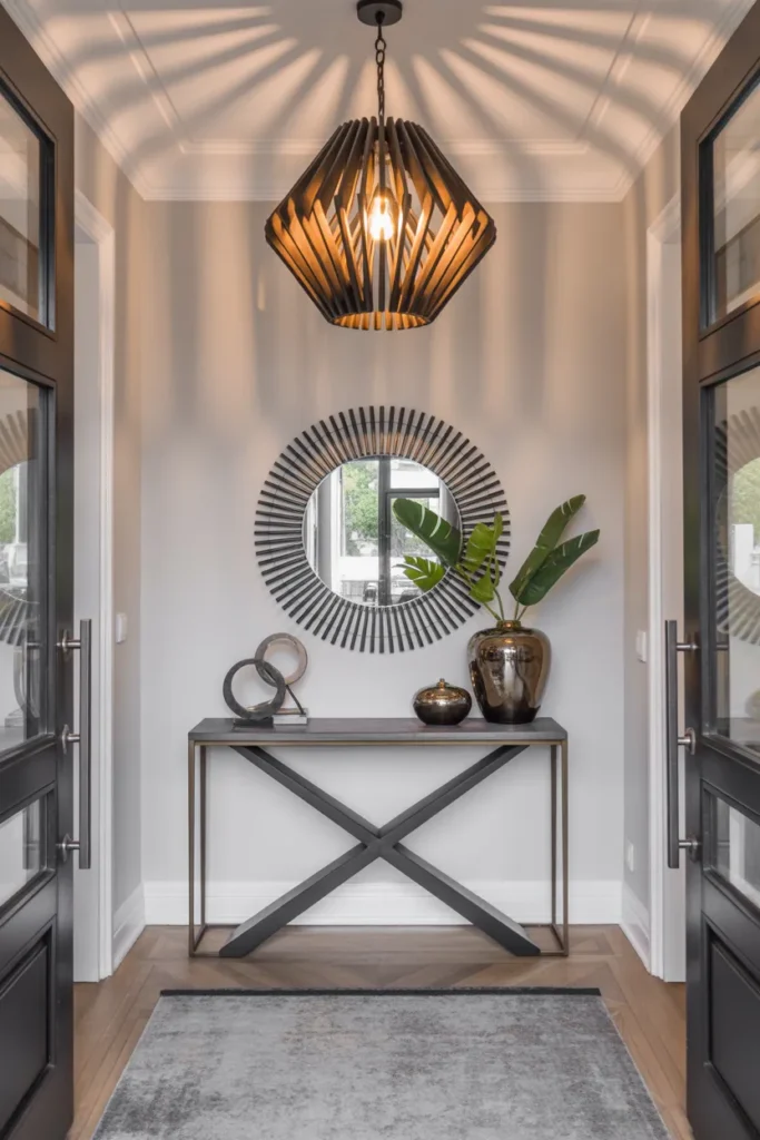 Elegant Entryway with Statement Lighting