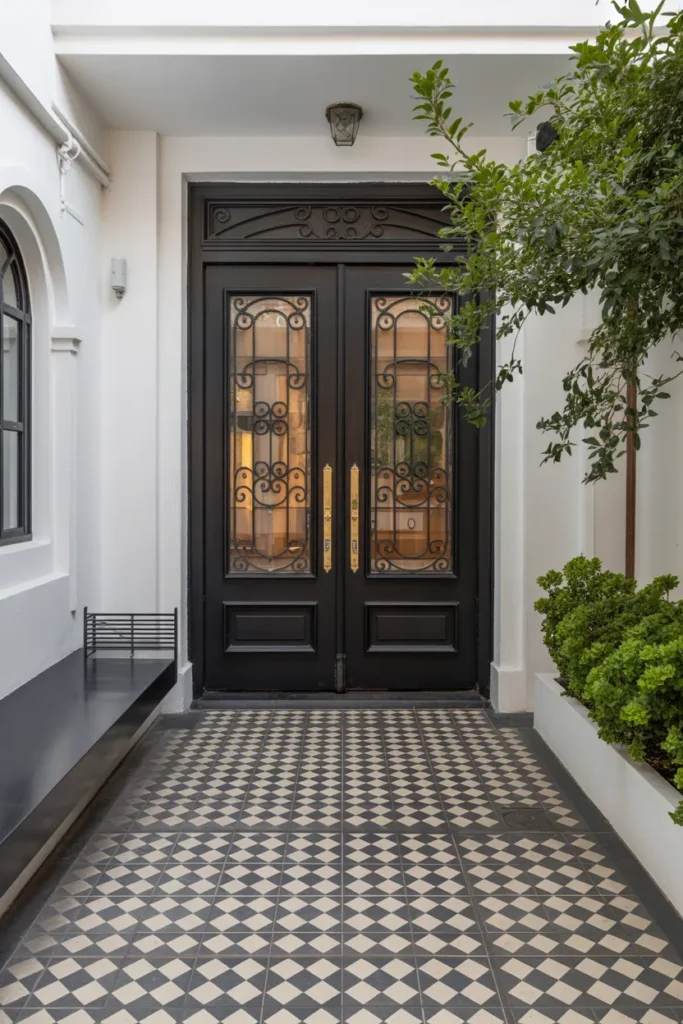 Entryway with Bold Patterned Tile