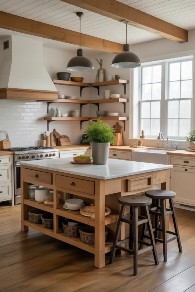 Farmhouse Kitchen Island with Storage
