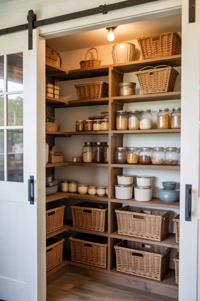 Farmhouse Pantry with Open Shelves