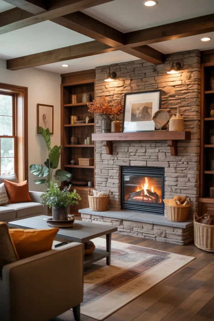 Fireplace Feature Wall in the Basement
