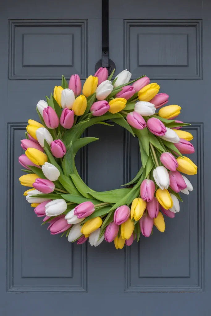 Fresh Floral Wreath with Tulips
