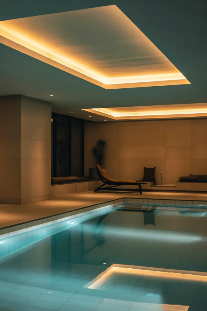 Indoor Pool with Ambient Ceiling Lights