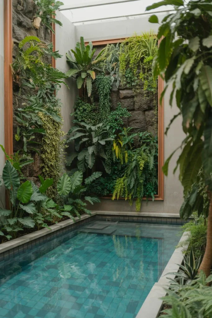 Indoor Pool with Tropical Greenery