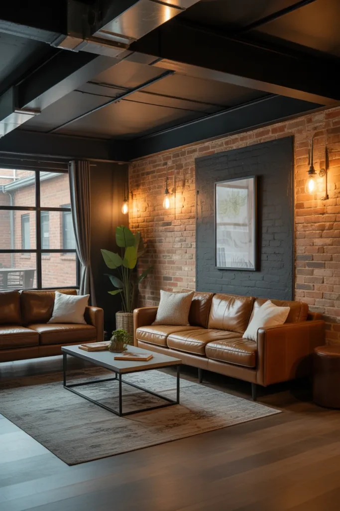 Industrial-Chic Basement Design