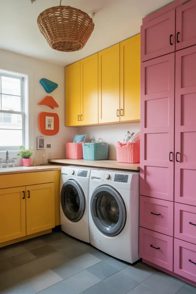 Laundry Room with Pop of Color