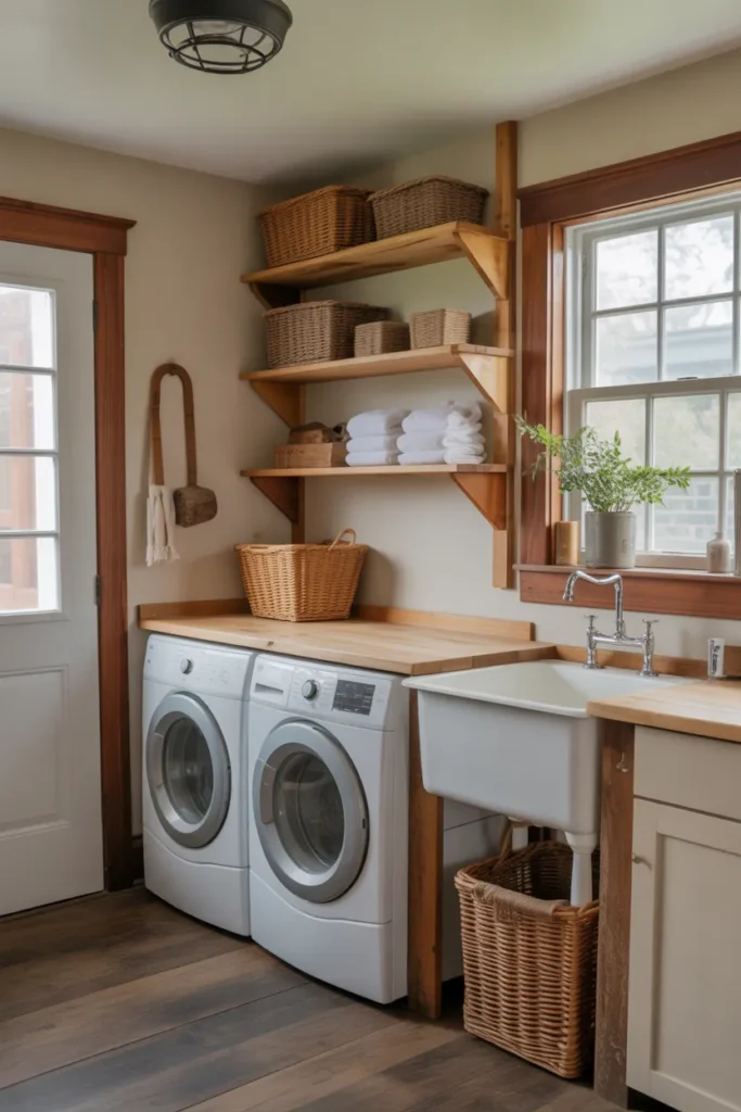 Laundry Room with Rustic Wood Accents