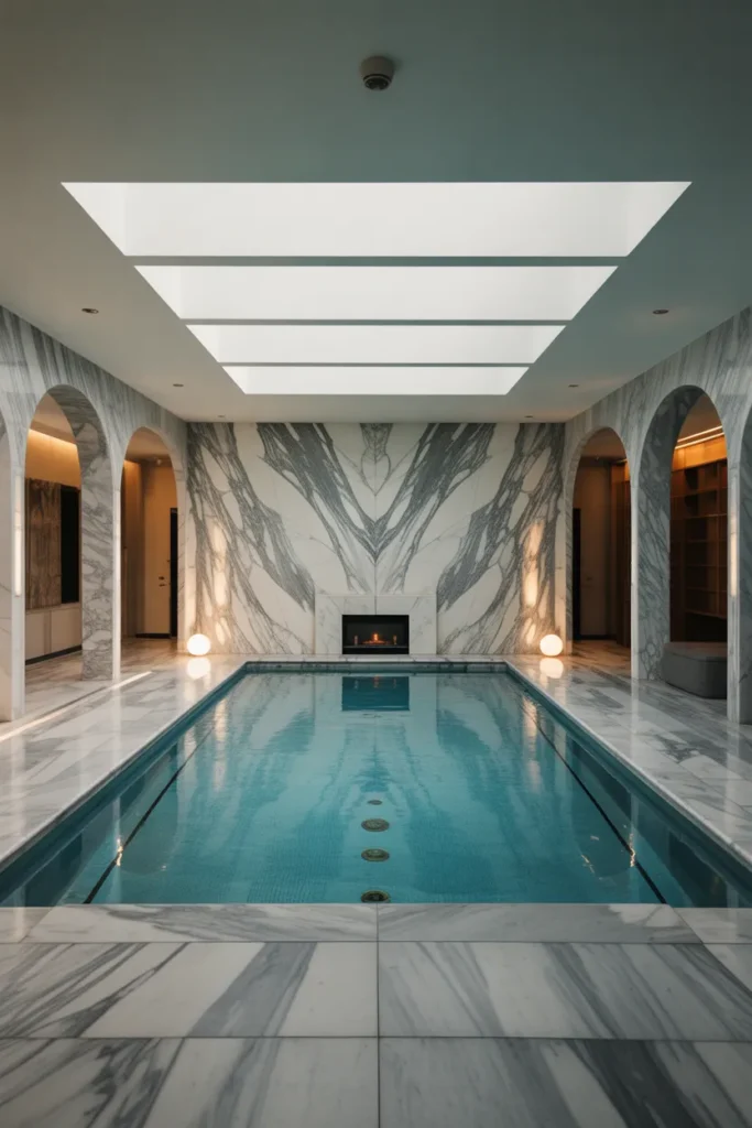 Luxurious Indoor Pool with Marble Surround