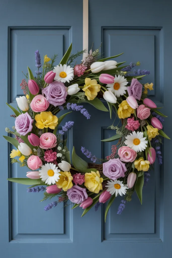 Mixed Spring Blooms Wreath