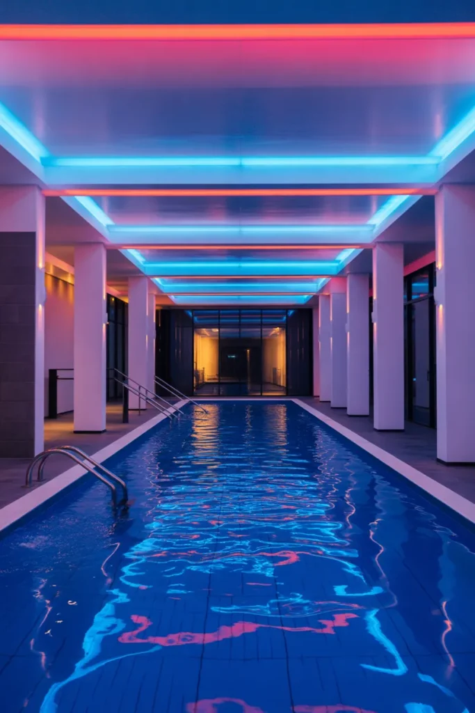 Modern Indoor Pool with LED Mood Lighting
