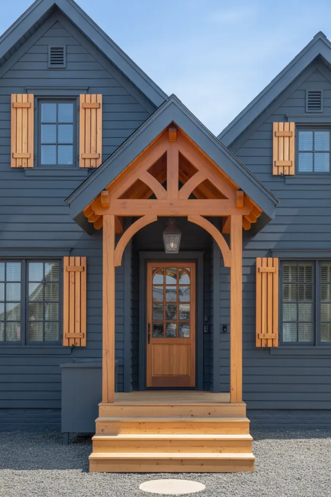 Moody Dark Blue with Wood Accents