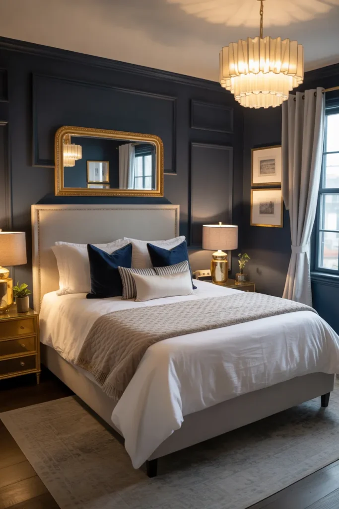 Navy Blue & Gold Accents