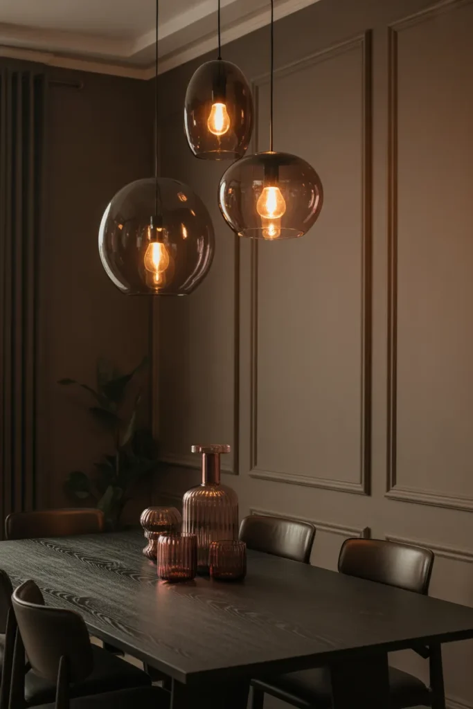 Soft Lighting with Smoky Glass Fixtures