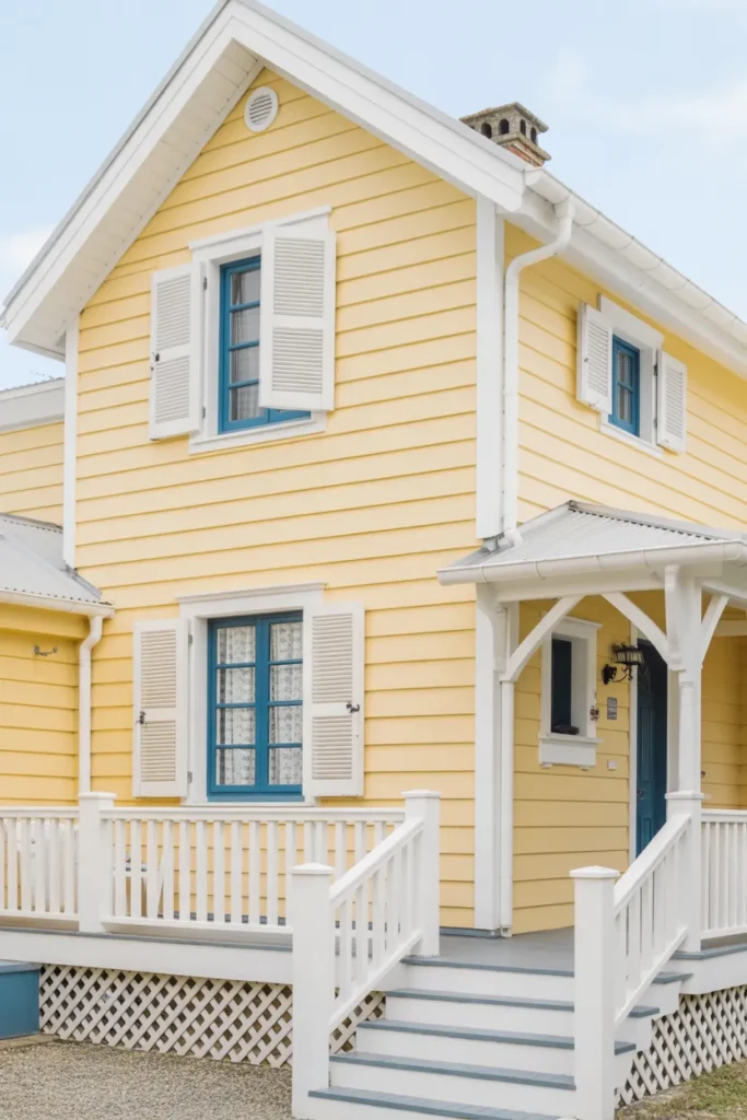 Soft Yellow with White Accents