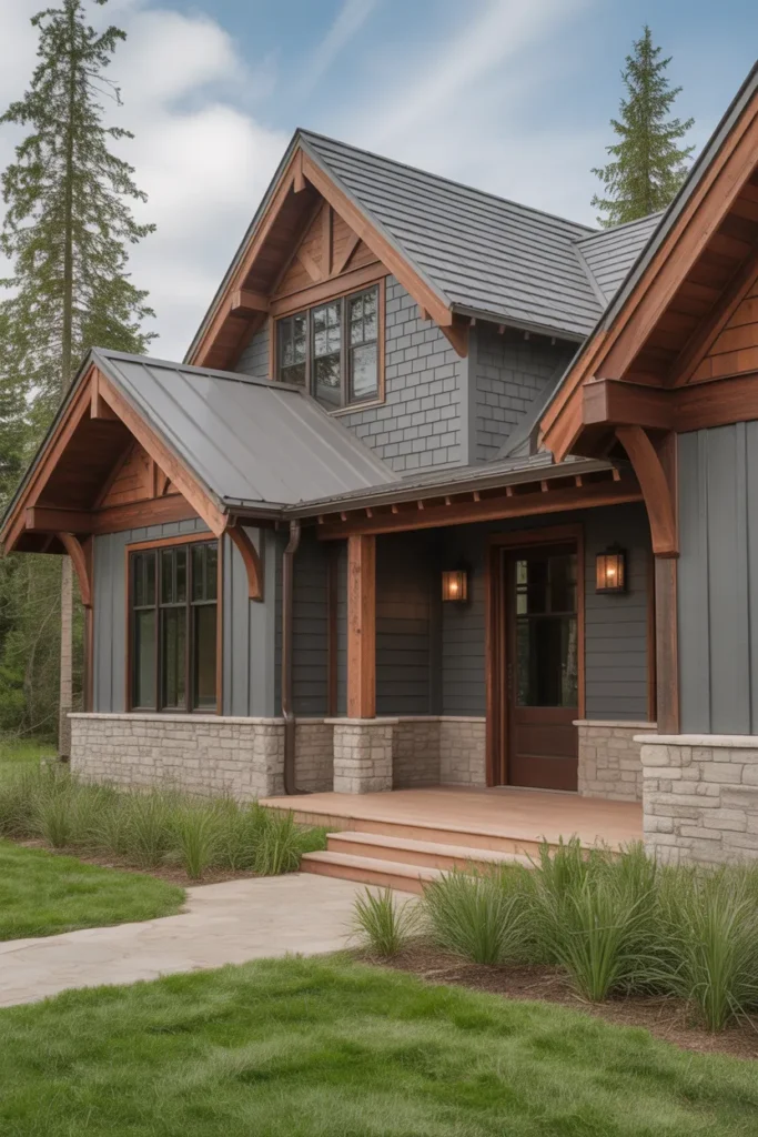 Stone Gray with Warm Brown Trim