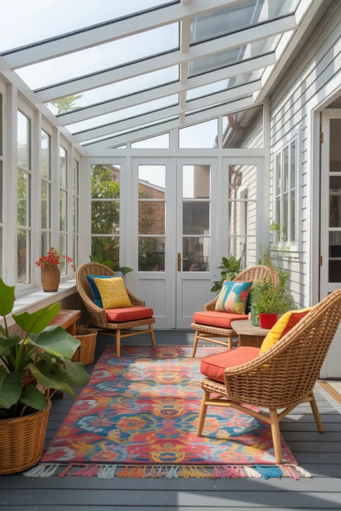 Sunroom with Bold Pops of Color