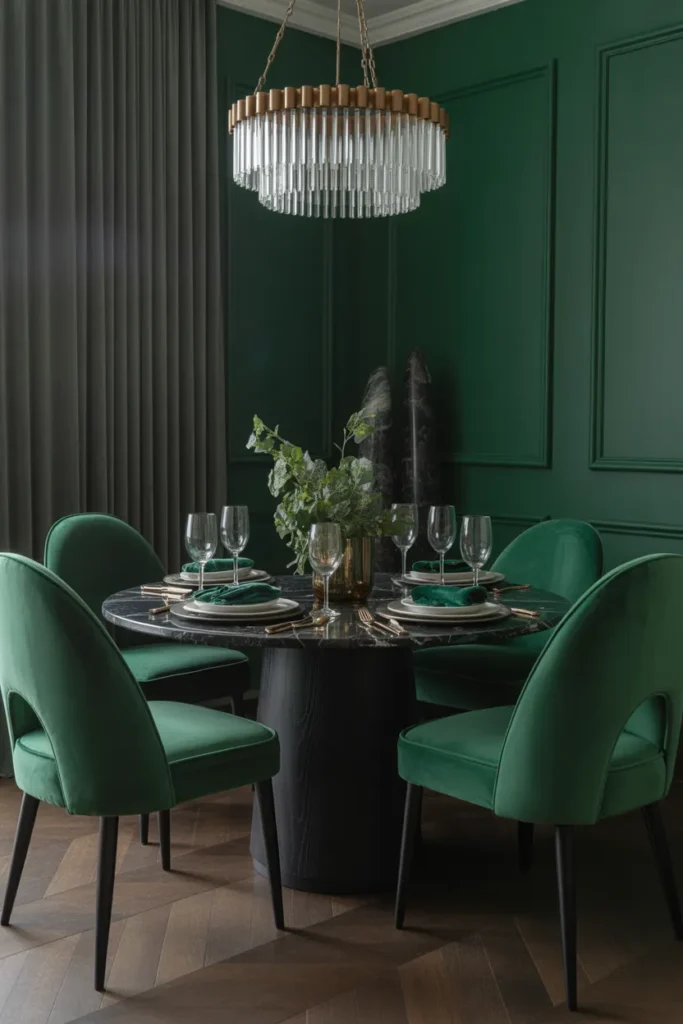 Velvet Dining Chairs in Emerald Green