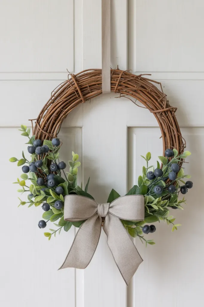Grapevine Wreath with Blueberries