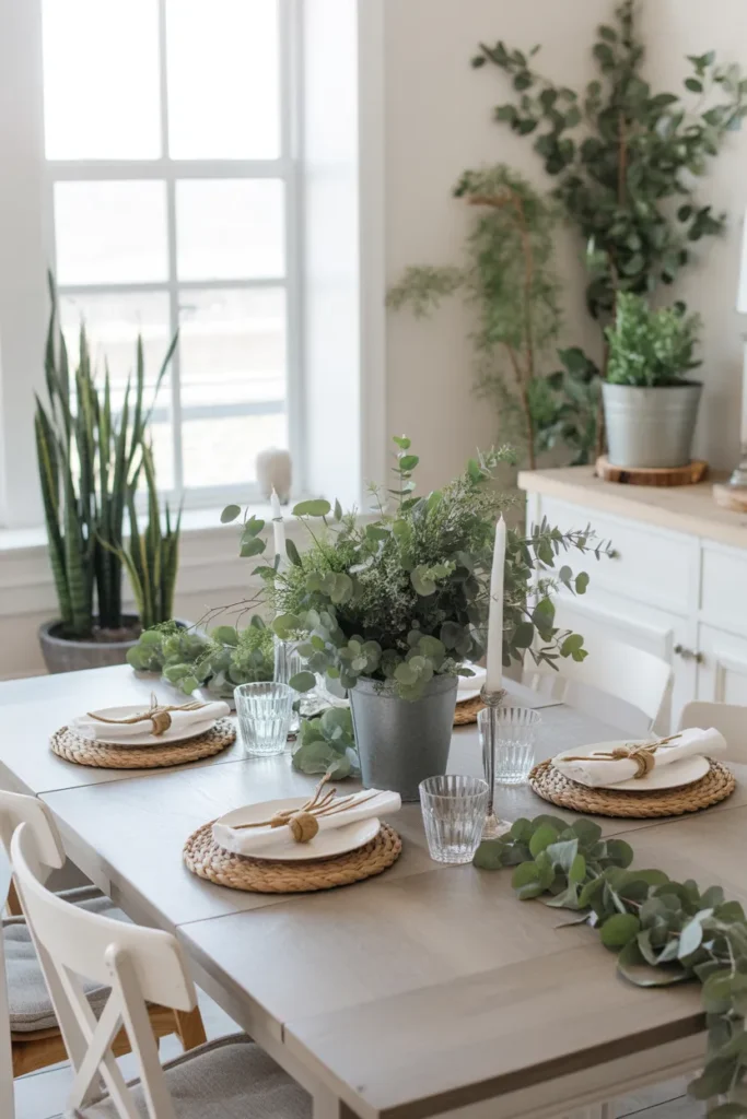 Farmhouse Dining with Greenery