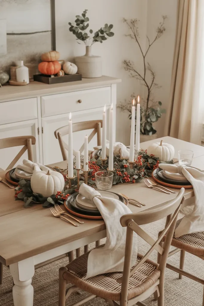 Farmhouse Dining with Seasonal Decor