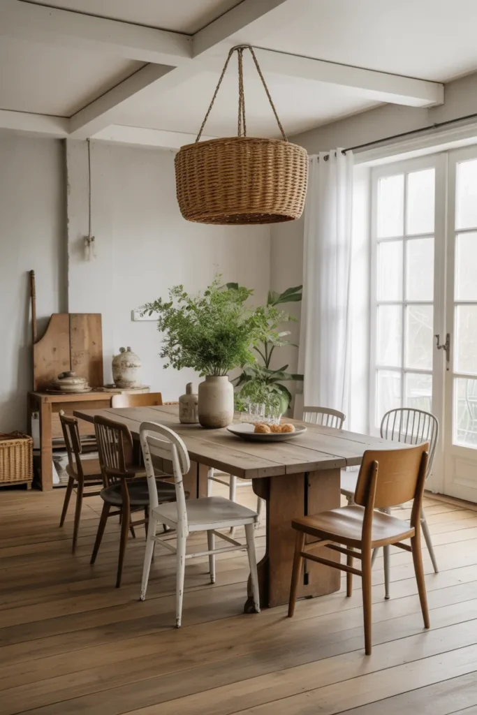 Farmhouse Table with Mismatched Chairs