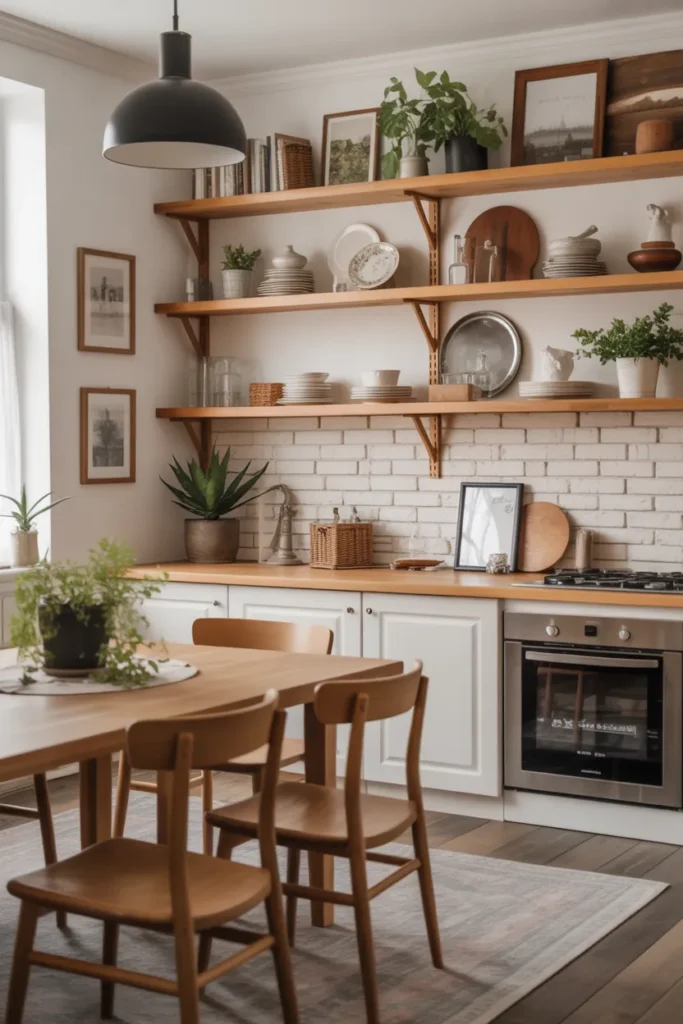 Farmhouse Dining with Open Shelving