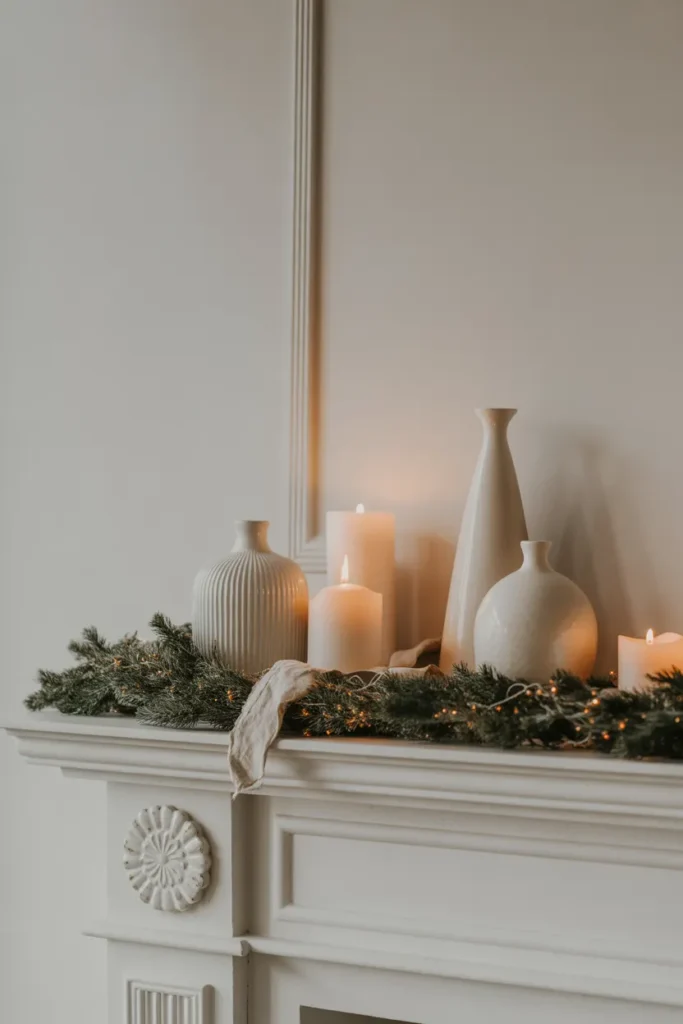  All-White Summer Mantel with Textures