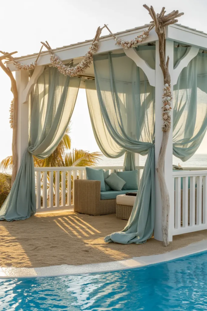 Beach-Inspired Gazebo with Coastal Decor